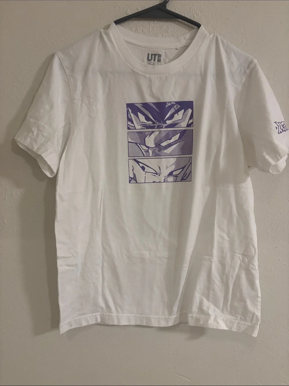 Dragon Ball ut White Graphic Anime Panel T-Shirt with Purple Print